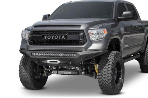 Toyota Tundra Bumper - Front - Addictive Desert Designs - Stealth Fighter w/ Winch Mount & Sensors - Hammer Black, Satin Black - `14-`27